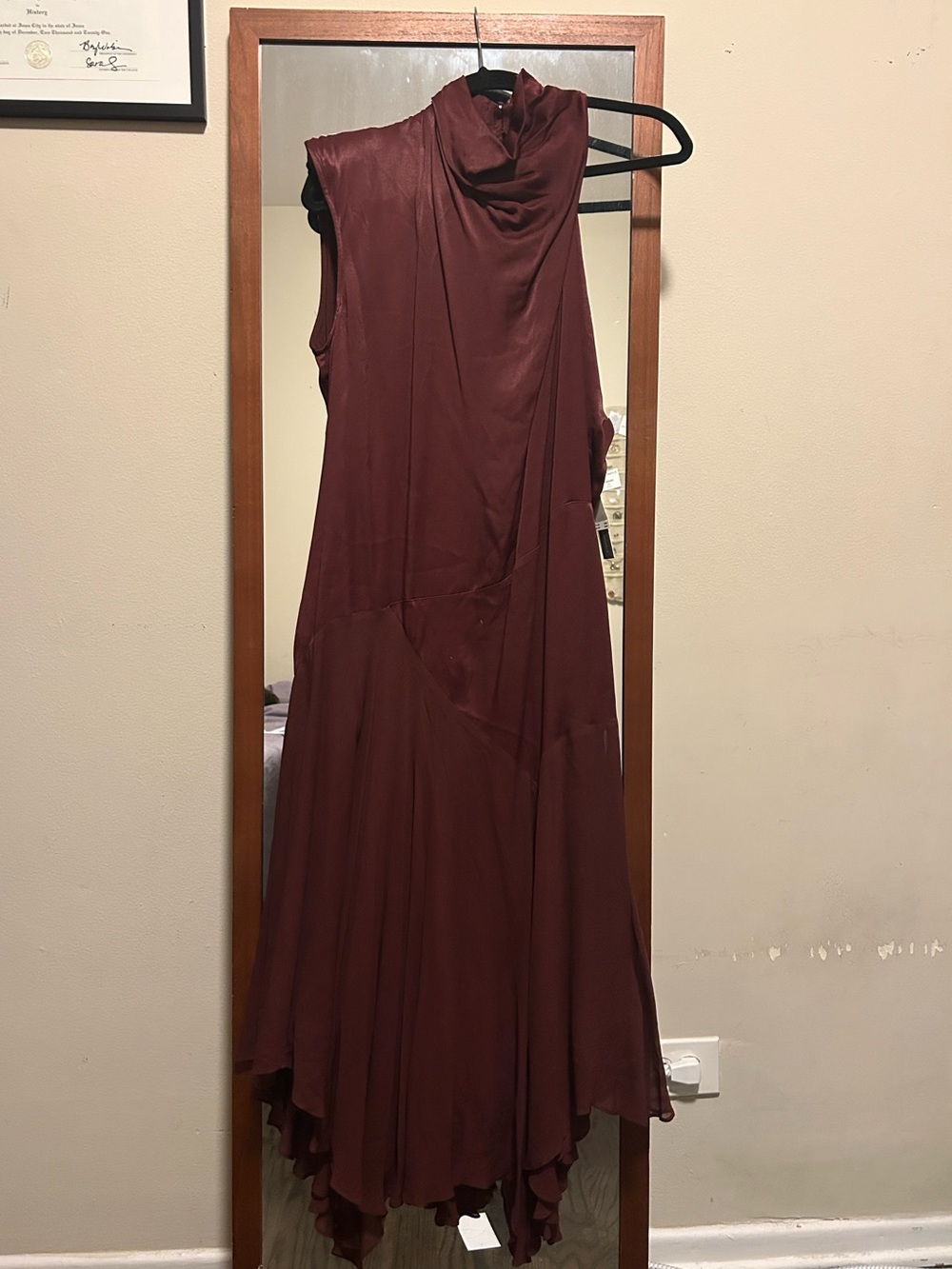 NWT Anthropologie Mock-Neck Asymmetrical Draped Midi Dress